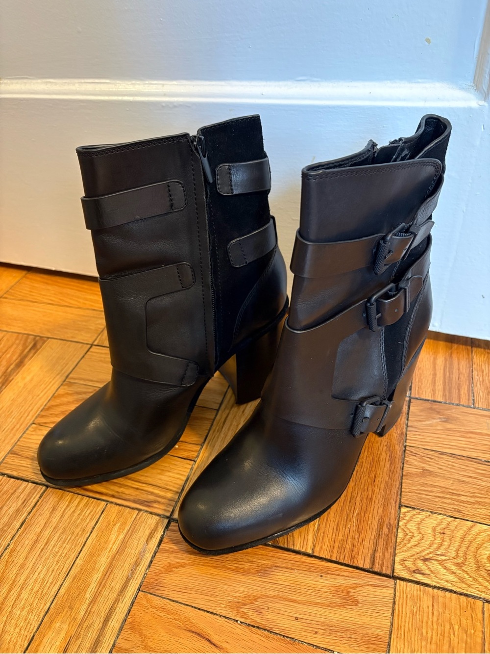 Women's Black Buckle Ankle Boots - Sleek High Heel